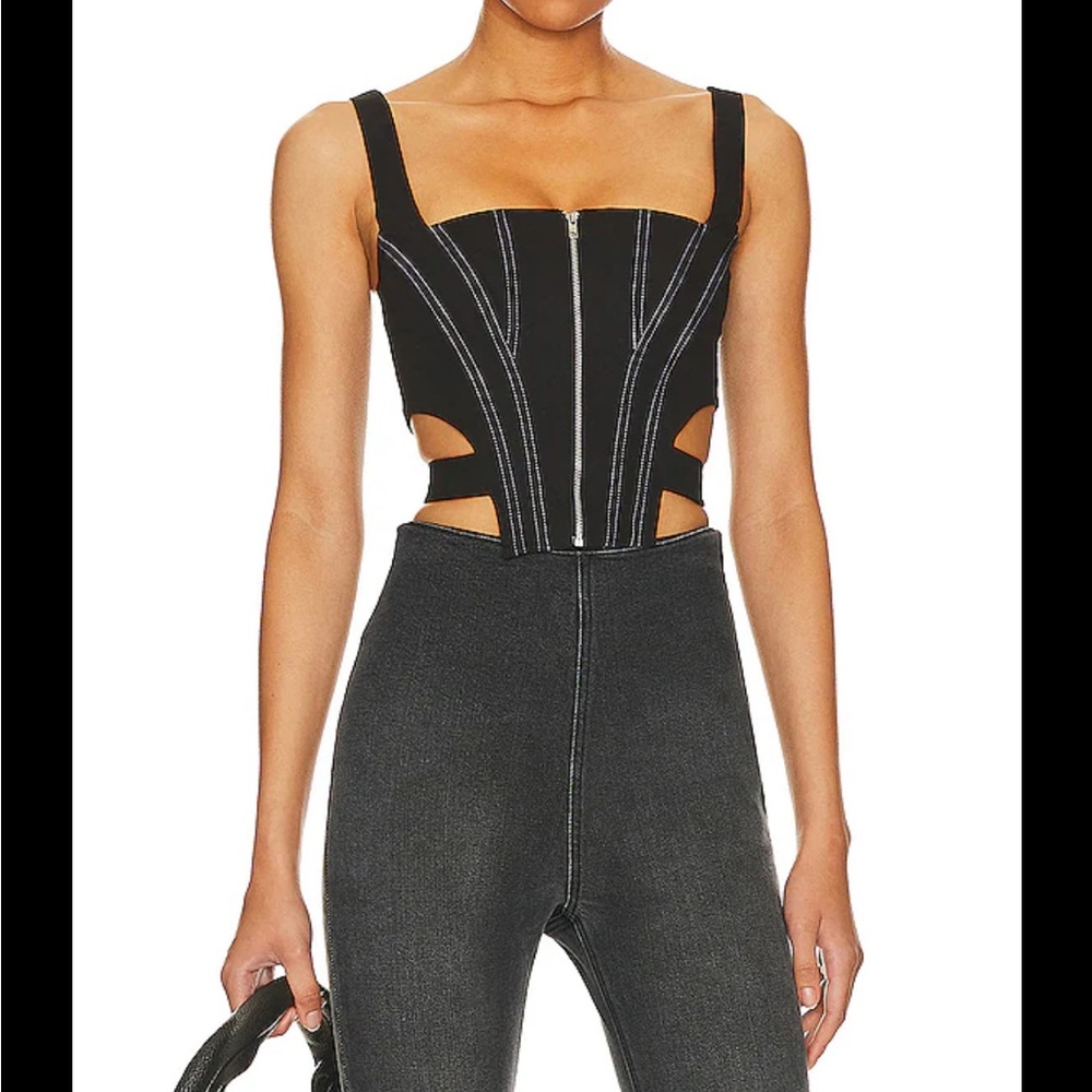 Superdown Corset Black Cutout Top
